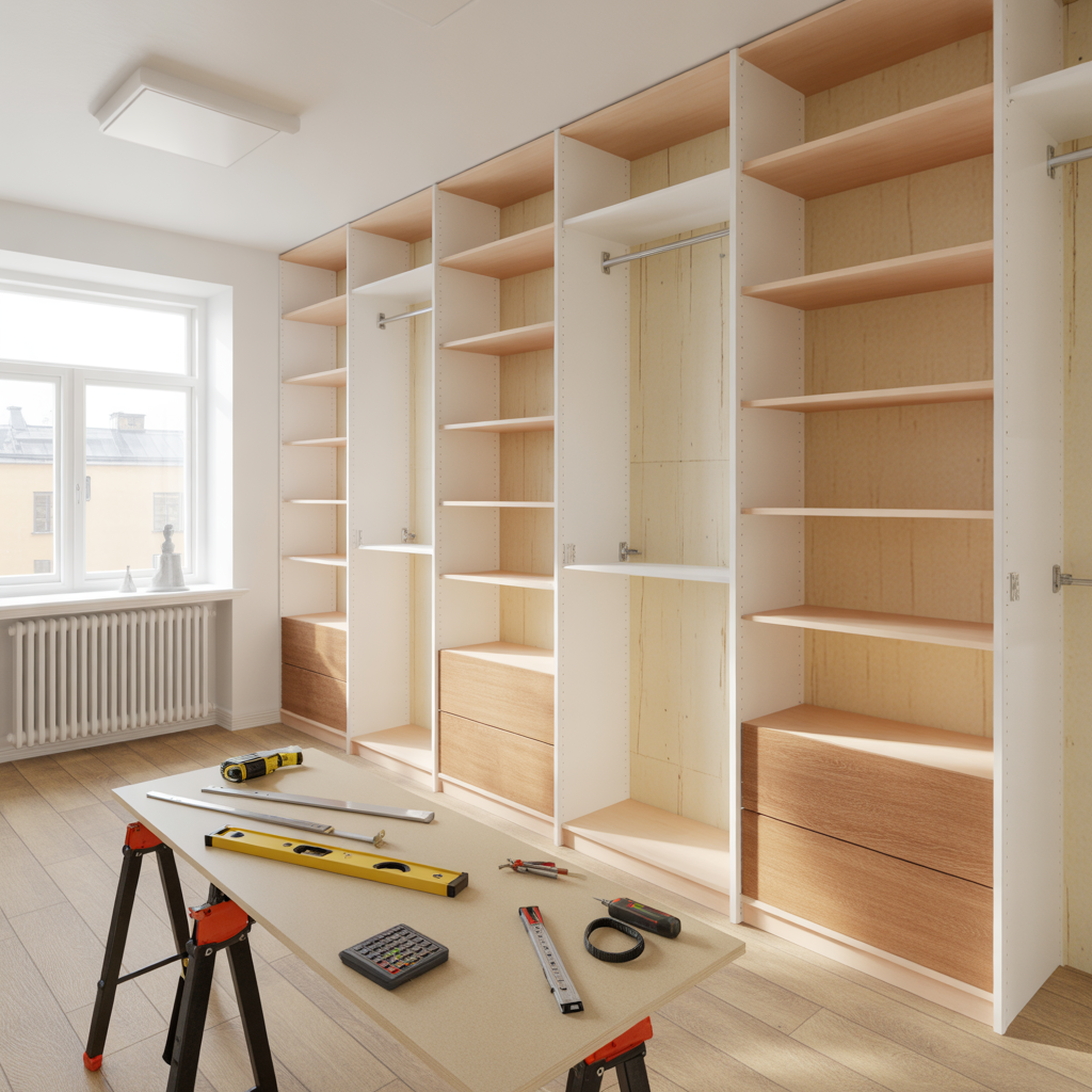 platsbyggd garderob kostnad material och arbetsmoment